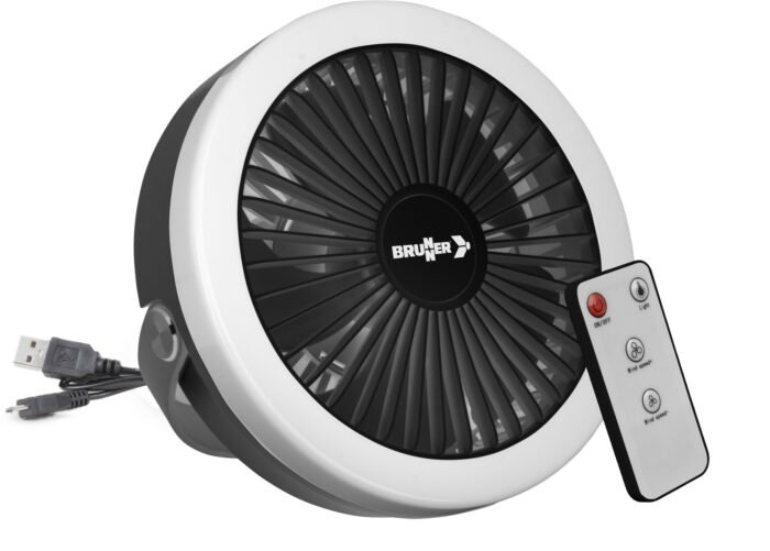 Вентилатор за къмпинг и палатка с дистанционно, батерия и LED лампа MOONBELLE RG - Image 1